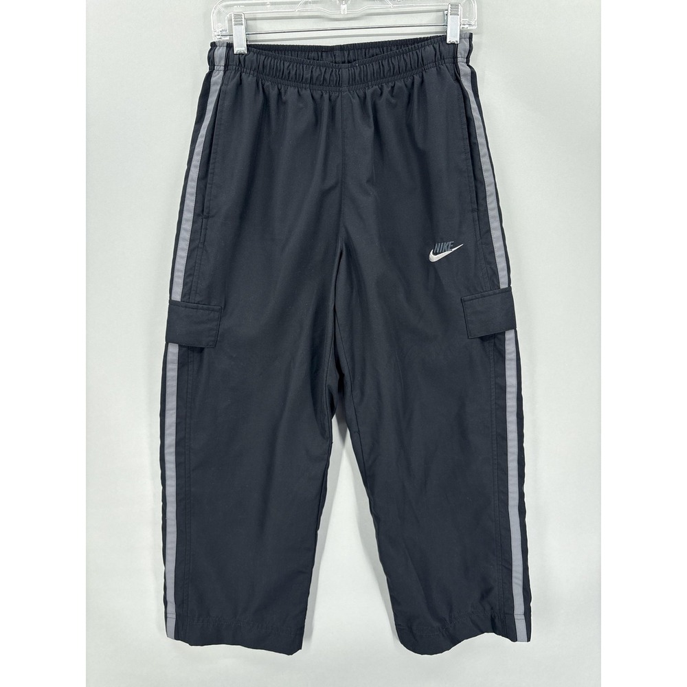 Vintage Nike Pants Womens Small Black Track Side Stripe Cargo Lined Y2K 90s 25"